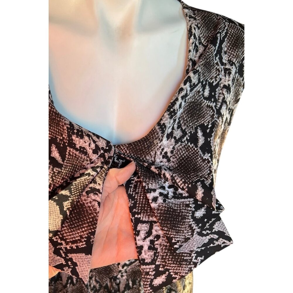 Speed Control NY Womens Dress 2X Sleeveless Snakeskin Print Ruffled Neckline - Picture 6 of 13